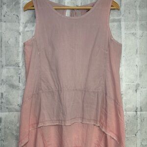 Wearables Women's Pink Sleeveless Layered Blouse with Tie Back. 100% Cotton